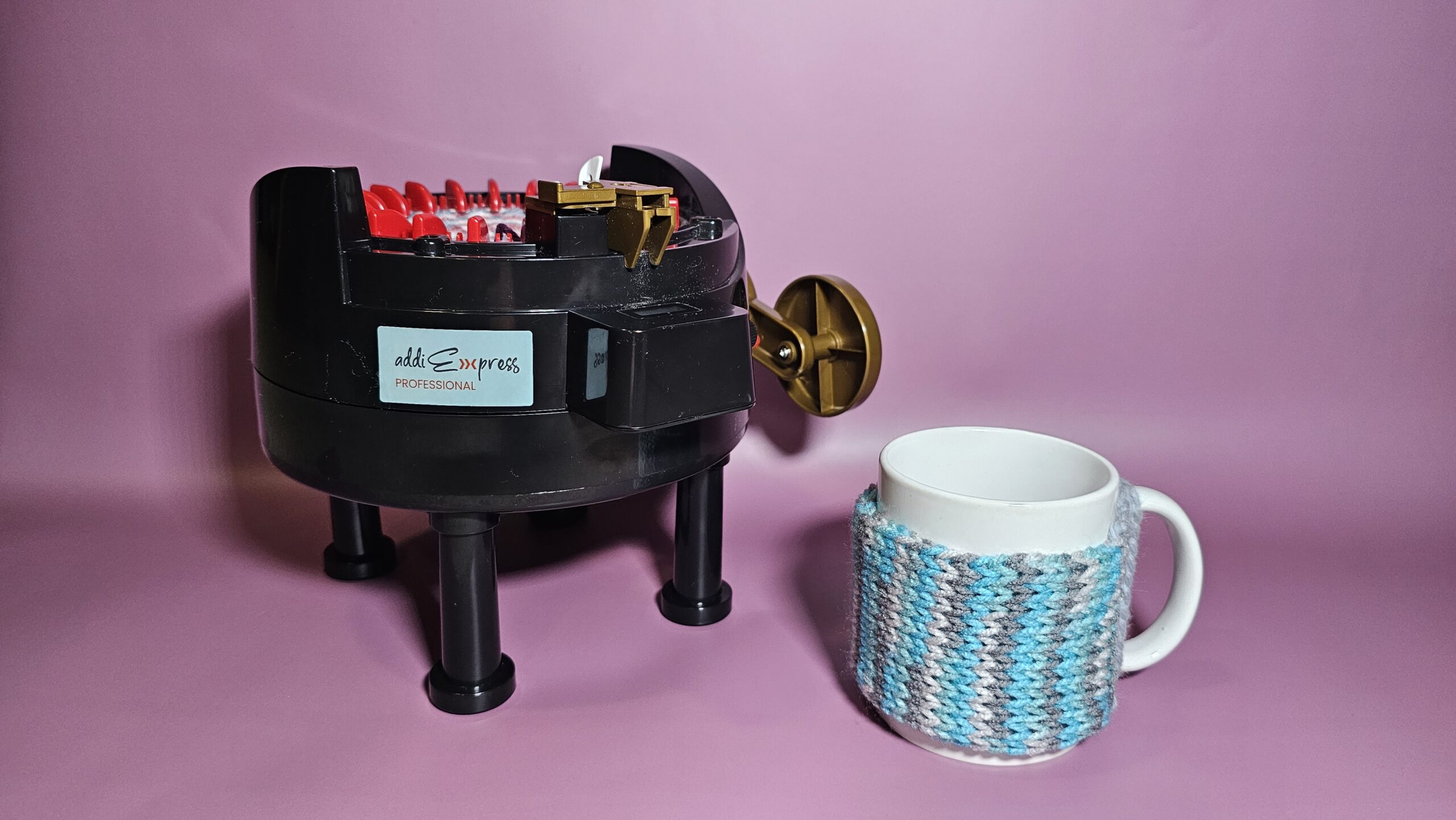 Craft your own Cup Cozy with a 22 Pin Circular Knitting Machine
